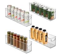 iDesign Lot de 4 bacs de rangement en plastique recyclé avec poignées faciles à saisir pour l'organisation du garde-manger et de la cuisine, du congélateur et du réfrigérateur - Lot de 4, Transparent