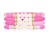 IDesign Lot de 4 bracelets porte-bonheur avec inscription « Good Lucky Music Babe » - Style gothique - Pour fête ou anniversaire