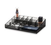 iDesign makeup organizer avec 13 compartiments, rangement salle de bain collection exclusive Sarah Tanno, rangement maquillage en plastique pour palettes et pinceaux, Gris, 30,5 x 20,3 x 7,5 cm
