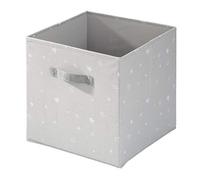 iDesign Panier Rangement Moyen, Caisse de Rangement Pliable en Mélange Coton et Polyester avec 2 Poignées, Boîte de Rangement à Motifs pour Toutes Les Pièces, Gris