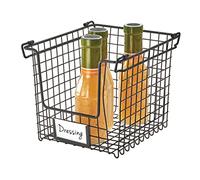 iDesign Panier Rangement, Petite Caisse de Rangement en Métal pour Salle de Bain, Cuisine, Rangement Maquillage Empilable à Poignées pour Cosmétiques et Autres, Noir