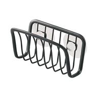 iDesign Porte-éponge avec ventouses, petit organiseur d'évier en métal pour éponge et grattoir à casseroles, aide pratique pour l'organisation de la cuisine, noir mat