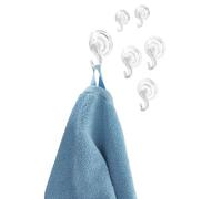 iDesign Power Lock crochet à serviette, crochets de salle de bain en plastique, lot de 6 crochets à ventouse, transparent