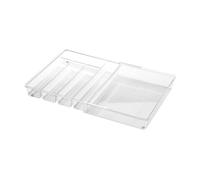 IDESIGN Range Couverts Extensibe Linus - Recyclable - Adaptable - 6 Compartiments - Résistant au Contact Alimentaire - pour Cuisine - L28,5-50,8 x P 36 x H 5,7 cm