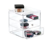 iDesign rangement maquillage à 3 tiroirs, boîte de rangement compacte en plastique pour maquillage ou cosmétiques, boîte à bijoux empilable, transparent