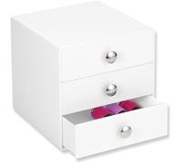 Idesign Rangement Maquillage À 3 Tiroirs, Boîte De Rangement Compacte En Plastique Pour Produits De Beauté, Ou Cosmétiques, Boîte À Bijoux Carrée, Blanc[Pou8807225]