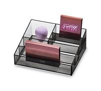 iDesign Rangement Ongles, boîte manucure avec 5 Compartiments de la Collection Exclusive Sarah Tanno, présentoir Vernis & Rouges à lèvres en Plastique, Gris, 16,5 x 20,1 x 8,2 cm