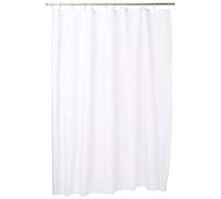 iDesign rideau de douche tissu imperméable, 183,0 cm x 183,0 cm rideau douche en polyester, rideau textile lavable ourlet renforcé, blanc