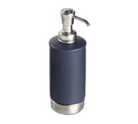 iDesign Soap Dispenser for Bathroom Or Vanity - Holds Hand Or Dish Soap - Matte Navy/Brushed Nickel