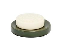 iDesign Support Savon Rond, Porte-Savon en céramique avec Pieds antidérapants, Accessoire Salle de Bain Pratique pour évier et lavabo, Vert Mousse