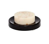 iDesign Support Savon Rond, Porte-Savon en céramique avec Pieds antidérapants, Accessoire Salle de Bain Pratique pour évier et lavabo, Noir Mat