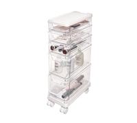 iDesign The Sarah Tanno Collection Chariot de rangement empilable à 5 tiroirs, transparent et blanc