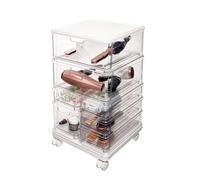 iDesign The Sarah Tanno Collection Large 7-Drawer Stacking Cosmetic Organizer Cart, Clear/White