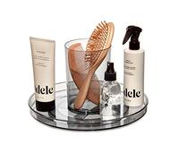 iDesign The Sarah Tanno Collection Lazy Susan Organiseur de cosmétiques Rotatif avec gobelet Amovible, fabriqué en Plastique recyclé, fumé/Noir 28 cm