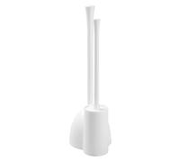 iDesign Una Valet Wc, Balayette à Toilettes et Ventouse Wc en Plastique pour le Ménage, Lot Wc Hygiénique Discret pour La Salle de Bain, Blanc