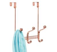 iDesign York - Organiseur de porte en métal à 3 crochets pour chambre à coucher, placard, salle de bain, 10,2 x 21,1 x 27,9 cm, or rose