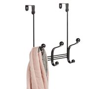 iDesign York Organiseur de porte en métal, étagère à 3 crochets pour chambre à coucher, placard, salle de bain, 14 x 20,3 x 27,9 cm, noir mat