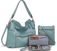 Idesort Ensemble grand sac à bandoulière, sac à main et portefeuille pour femme, Large