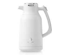 IDEUS Cafetière isotherme à double paroi en acier inoxydable - 2 l - Garde au chaud pendant 12 heures - Pour 15 à 20 tasses - Blanc