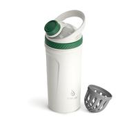 Ideus Shaker à protéines en acier inoxydable - 700 ml - Anti-fuite - Avec poignée - Blanc olive