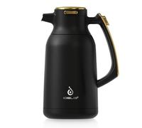 IDEUS Thermos de 2 l - En acier inoxydable - Double paroi - Isolation sous vide - Pour café - Sans BPA - Noir et doré