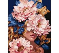 IDEYKA Glamour floral avec couleurs métalliques - Peinture par numéros pour adultes - Peinture acrylique simple par numéros pour adultes - Peinture par numéros - Adulte avec cadre - Bricolage comme
