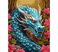 IDEYKA Peinture par numéros - Dragon puissant aux couleurs métalliques - Extra art Selena ua - 40 x 50 cm - Avec cadre en bois