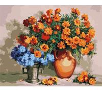 IDEYKA Peinture par numéros Étreinte florale Valentyna Baraniuk 40x50 Nature morte avec cadre en bois