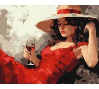 IDEYKA Peinture par numéros Fille avec chapeau Art Selena Ua 40 x 50 cm avec cadre en bois