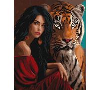 IDEYKA Peinture par numéros Le pouvoir de la beauté art Selena Ua 40 x 50 cm avec cadre en bois