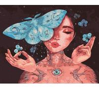 IDEYKA Peinture par numéros Le toucher d'un papillon lesya_nedzelska_art 40x50 personnes sur le tableau avec cadre en bois