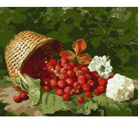 IDEYKA Peinture par numéros Panier de fraises Marteau de Guillaume 40x50 Reproductions d'artistes avec cadre en bois