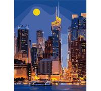 IDEYKA Peinture par numéros Par les rues de Manhattan 40x50 Paysage avec cadre en bois