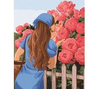 IDEYKA Peinture par numéros Pivoines parfumées Kira Caporal 40x50 Personnes sur le tableau avec cadre en bois