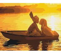 IDEYKA Peinture par numéros Premier amour 40x50 avec cadre en bois Set complet Cadeaux de vacances DIY Peinture acrylique Drôle