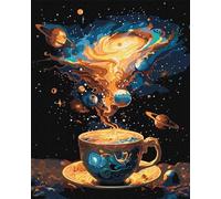 IDEYKA Peinture par numéros - Space Tea Party avec des couleurs métalliques ©art_selena_ua 40 x 50 cm avec cadre en bois
