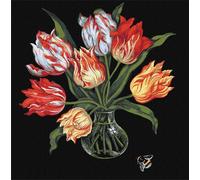 IDEYKA Peinture par numéros Tulipes élégantes kovtun_olga_art 40x40 fleurs avec cadre en bois