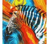 IDEYKA Peinture par numéros Zèbre coloré 50x50 Animaux avec cadre en bois
