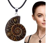 Idezek Coquille conque | Collier en Coquille fossiles d'ammonite en Forme d'escargot - Cadeaux spécimens minéraux Coquillages pour Femmes Hommes