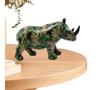 Idezek Statue de rhinocéros en résine, décoration d'intérieur de rhinocéros,Figurines Animaux Rhinocéros Colorés - Art de Collection, Figurines d’Art Animaux, vibrantes, peintes à la Main pour la