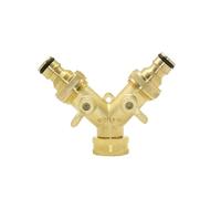 IDGTTLDF 1Pcs Brass Female 3/4" to 2-Way Tap 5/8" Nipple Water Splitter 3/4" Male Y Garden Tap Quick Connector Irrigation Valve(B)