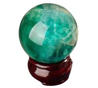 IDGTTLDF 4.7"(12cm), Polished Green Fluorite Crystal Ball, Decorative Sphere with Stand, Feng Shui Stone Gemstone Witchcraft Home Decor