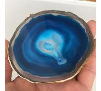 IDGTTLDF 95-100mm Blue Crystal Agate Plate Geode Slice Coasters Heal Ornaments (Size : 1pcs)
