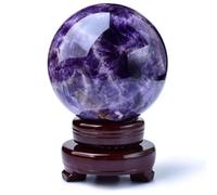 IDGTTLDF Amethyst Crystal Ball Purple Gemstone with Wood Stand Crystals Orb for Witchcraft Quartz Astronomy Home Decor Gifts,50mm