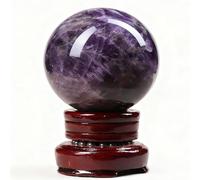 IDGTTLDF Amethyst Sphere Crystal Ball Hand Polished Decorative Crystals with Wooden Stand for Home Decor Collect Gifts,25mm