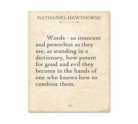 IDGTTLDF Authors Words Typography Art, Nathaniel Hawthorne Quote on Book Page Print, Vintage Literary Poster for Library, Office, Book Nook Framed,08x12inch(20x30cm)