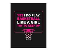 IDGTTLDF Basketball Motivational Wall-Art for Her - Collection of Funny Quotes & Smack Talk, Inspirational Typography Print for Female Players Framed,12x18inch(30x45cm)