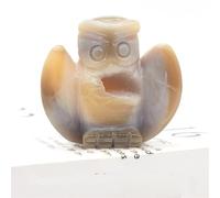 IDGTTLDF Beautiful Animal Statue Crafts Home Decoration Fish, Owl Swan Head Penguin, Gray Agate geode Crystal Carving (Color : Owl, Size 3 pcs)