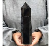 IDGTTLDF Black Obsidian Hexagon Point Hand Polished Crystal Wand Column Stone Tower 1pc Ornaments (Size : 400-490g)