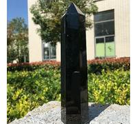 IDGTTLDF Black Obsidian Hexagon Point Hand Polished Crystal Wand Column Stone Tower Decoration Ornaments (Size : 90-99mm)
